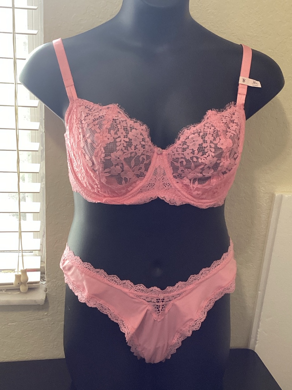 Victoria's Secret Pink Lace Underwire Bra and Bikini Set